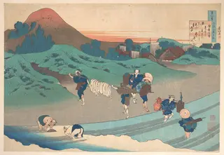 百人一首　うはかゑとき　持統天皇|Poem by Jitō Tenno (Empress Jitō), from the series One Hundred Poems Explained by the Nurse (Hyakunin isshu uba ga etoki), by Katsushika Hokusai