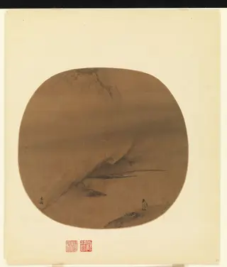 南宋 梁楷 澤畔行吟圖 團扇|Poet strolling by a marshy bank