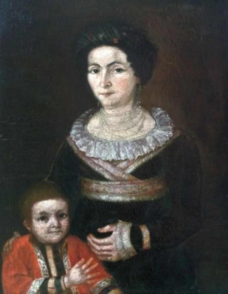 Soția artistului, Zamfira, cu copilul Ioan, by Polcovnicul Nicolae