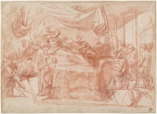 A Deathbed Scene [recto], by Polidoro da Caravaggio