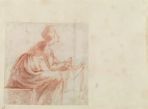 Woman Seated with a Piece of Cloth [verso], by Polidoro da Caravaggio