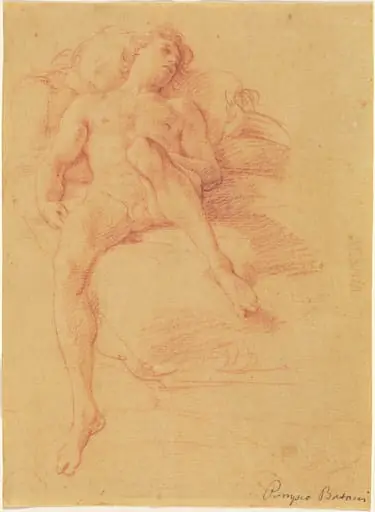 Male Nude Reclining on a Bed, by Pompeo Batoni
