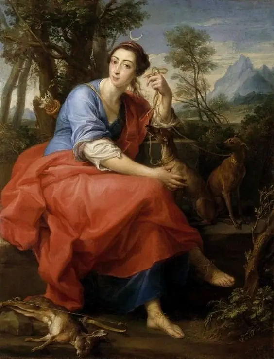 Presumed Portrait of the Marchesa Caterina Gabrielli as Diana, by Pompeo Batoni