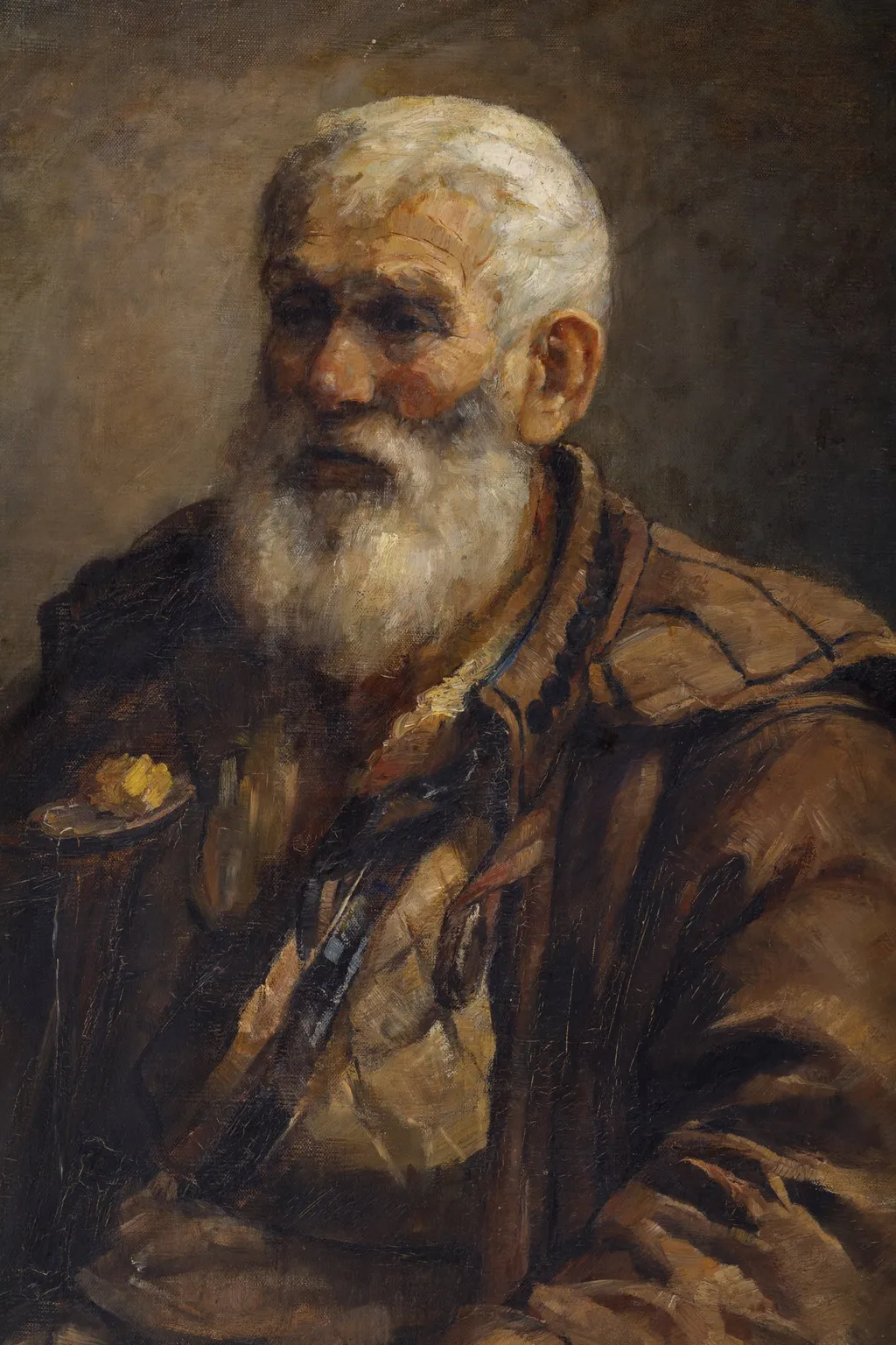Bătrân mâncând (Un bătrân mâncând mămăligă), by Popovici Emilia, unspecified