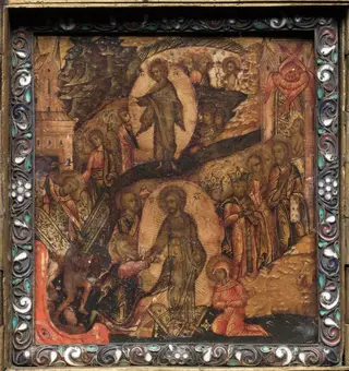 Portable Triptych Icon: The Resurrection and Anastasis