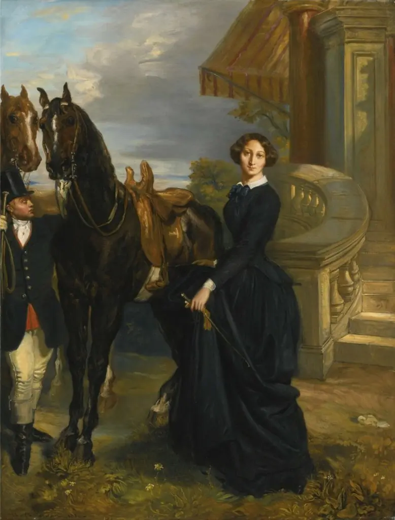 Portrait de la comtesse de Ranchicourt partant pour la chasse à courre
