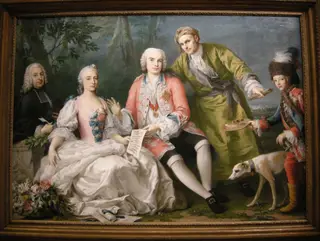 Portrait group: The singer Farinelli and friends