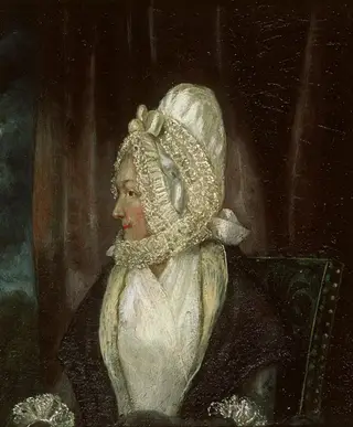 Portrait of a lady in white bonnet