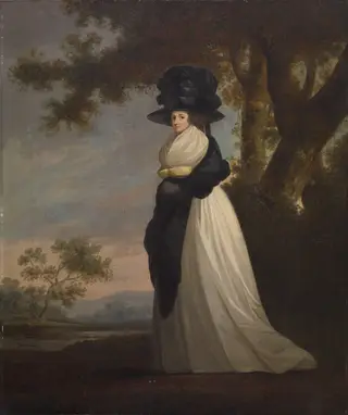 Portrait of a Lady Wearing an Elaborate Hatl