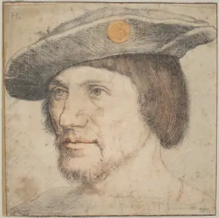 Portrait of a Man Wearing a Hat with a Medallion