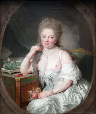 Portrait of a woman in negligée, by Anna Dorothea Therbusch