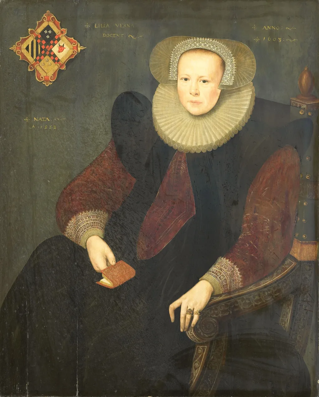 Portrait of a woman, pendant to portrait of a botanist, oil, 1603