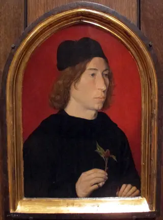 Portrait of a Young Man Holding a Sprig of Cockscomb