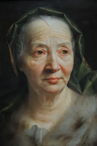 Portrait of an Old Woman with a green scarf