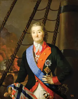 Portrait of Count Alexei Orlov Against a Background of the Chesme Battle, by Unknown