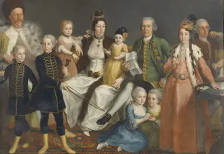 Portrait of David George van Lennep, Chief Merchant of the Dutch Factory at Smyrna (Izmir) and his Wife and Children, by Antoine de Favray