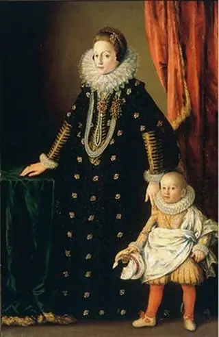 Portrait of Duchess Magdalene of Bavaria (1587–1628) and her son Philip William.