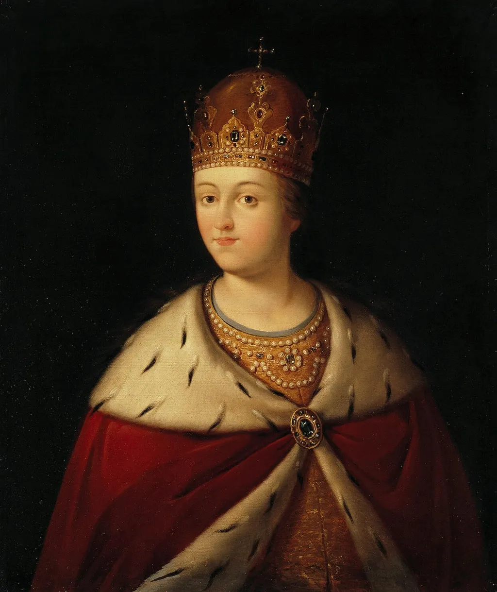 Portrait of Tsarevna Sophia (1657-1704), the Regent of the Russian Empire from 1682 tell 1689, oil, 1825