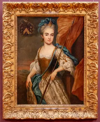 Portret van Cornélie-Brigitte-Cécile de Witte, echtgenote van kolonel François Collin als Minerva