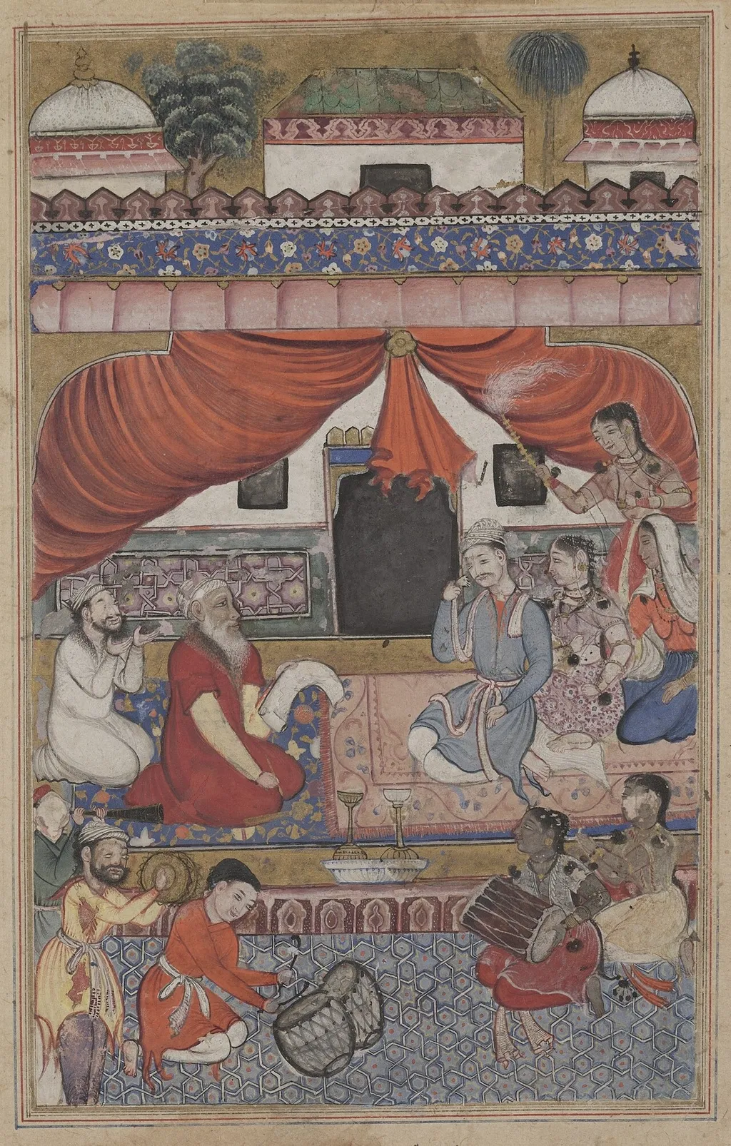 Preparation for the marriage of Mahmuda to the Young Vizier, from a Tuti-nama (Tales of a Parrot): Thirty-third Night, unspecified, 1560