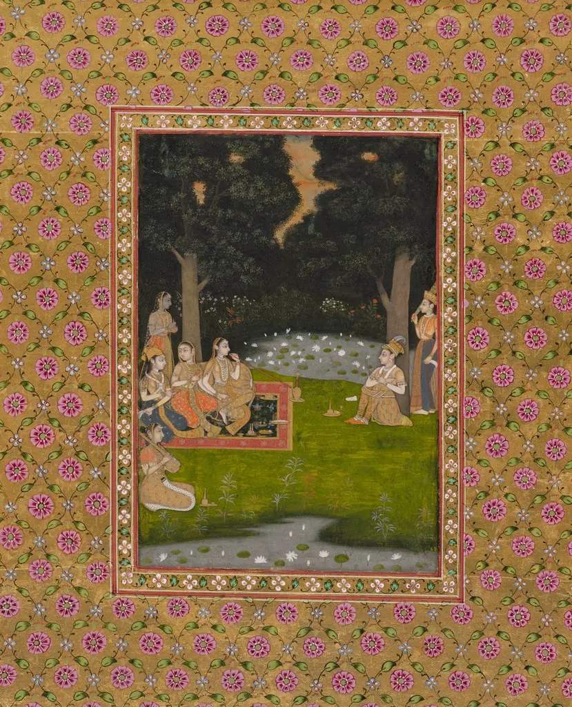 Princely ascetic in the forest visited by ladies, 1760