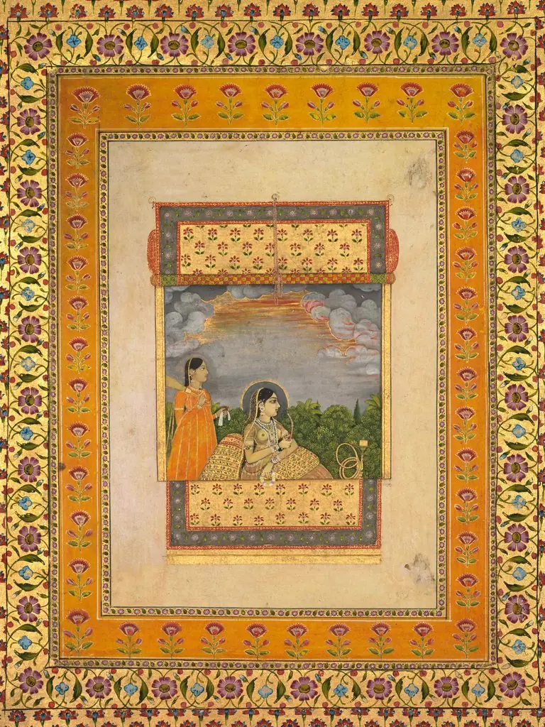 Princess and attendant in trompe l’oeil window, 1765