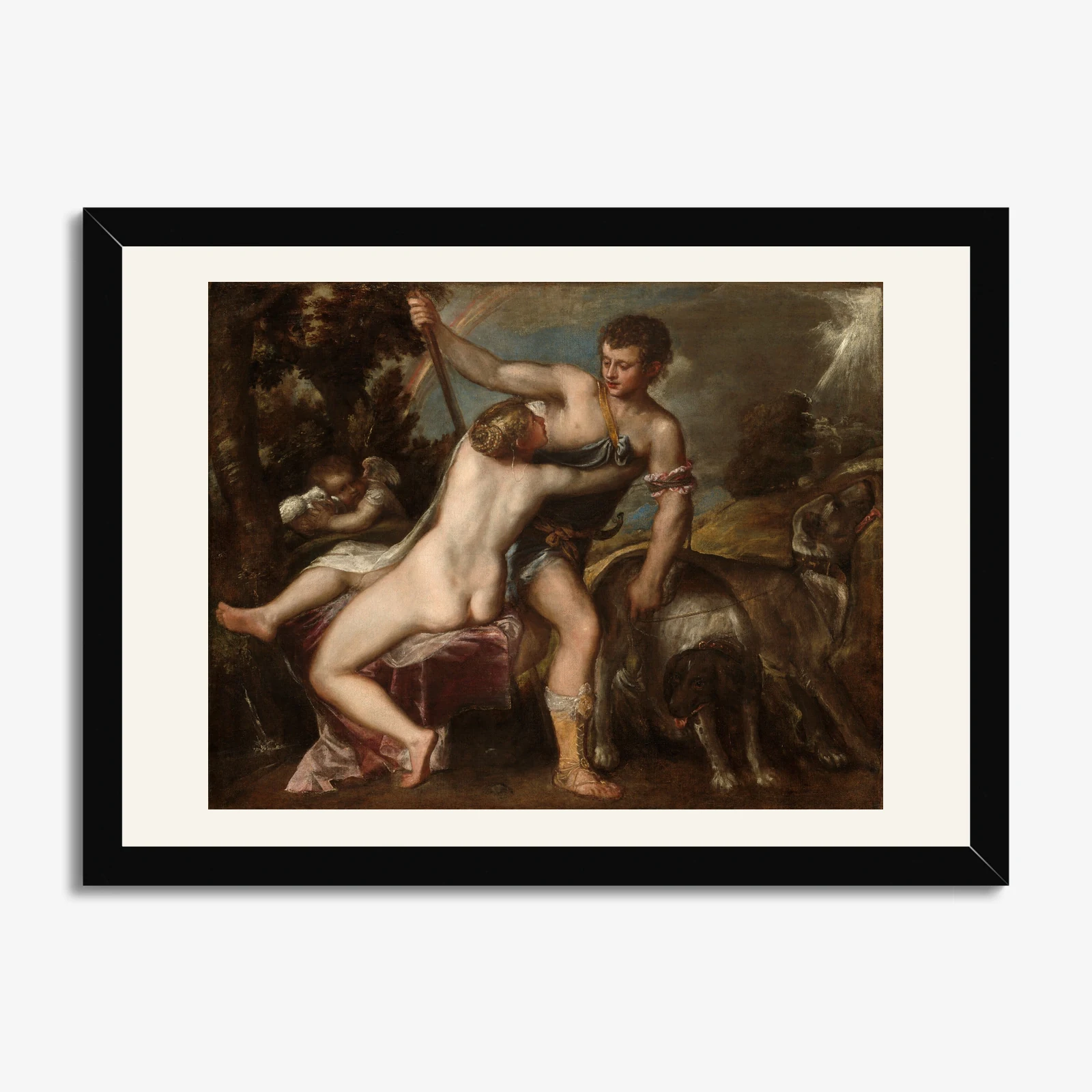 Venus and Adonis, Titian — framed print mockup