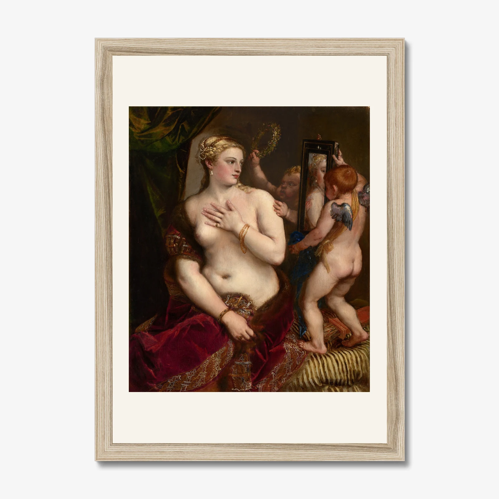 Venus with a Mirror, Titian — framed print mockup