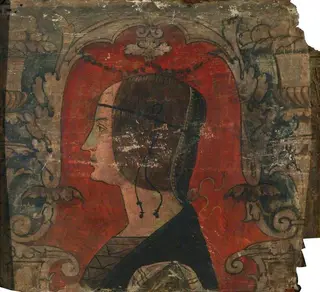 Profile Bust of a Lady Facing Left (one of 29 painted panels from a frieze)