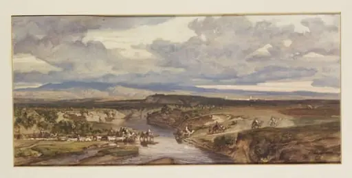 A Bedouin Caravan fording the River Jordan below Lake Tiberias, by Prosper Georges Antoine Marilhat