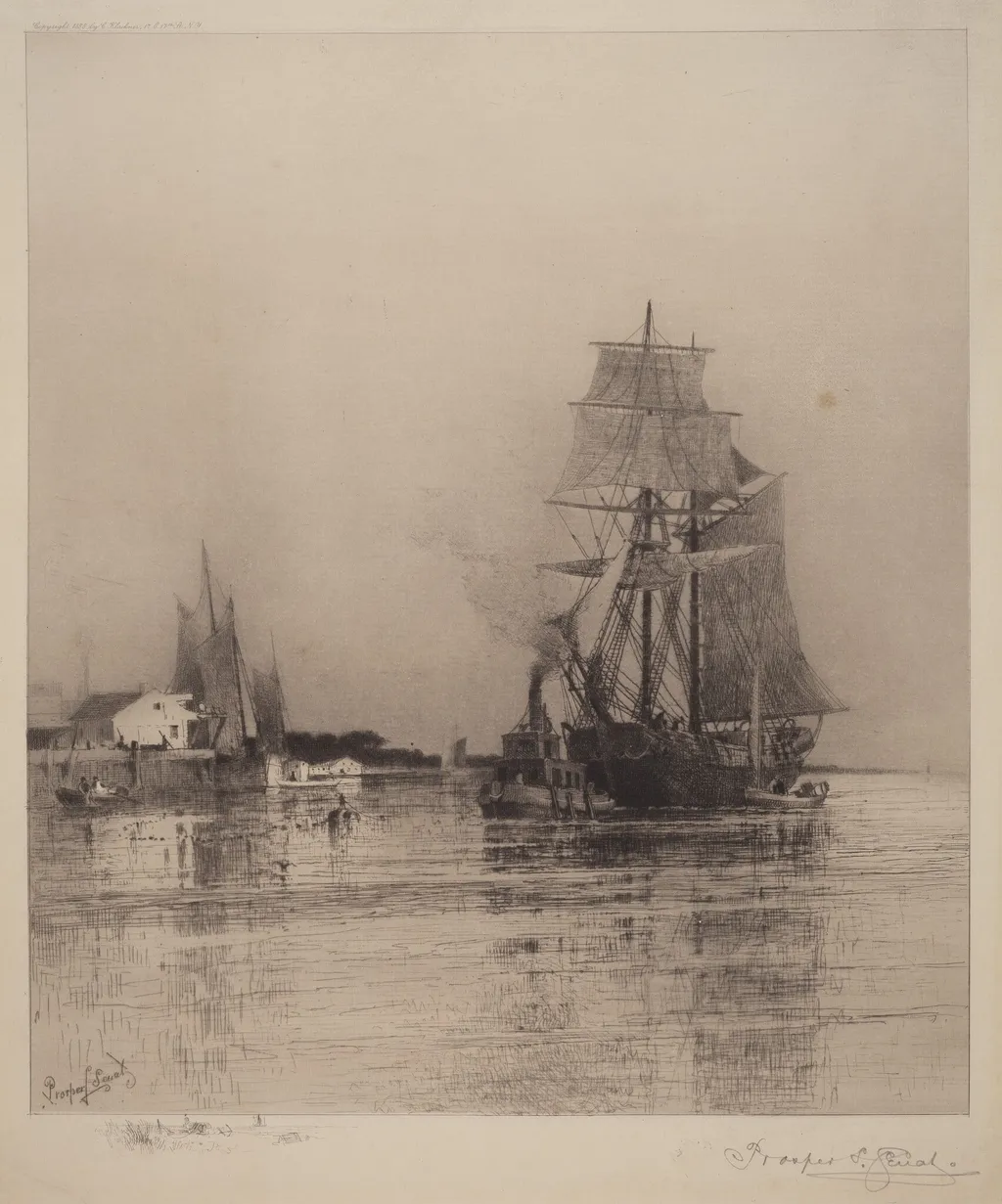 In Low Tide, by Prosper Louis Senat, ink, 1888