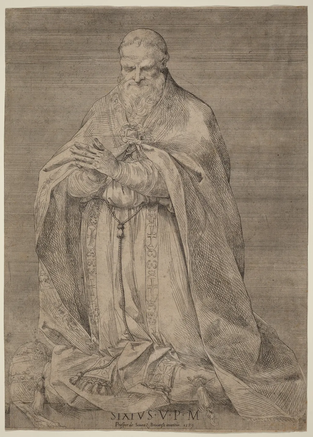 Pope Sixtus V, by Prospero Bresciano, ink, 1589