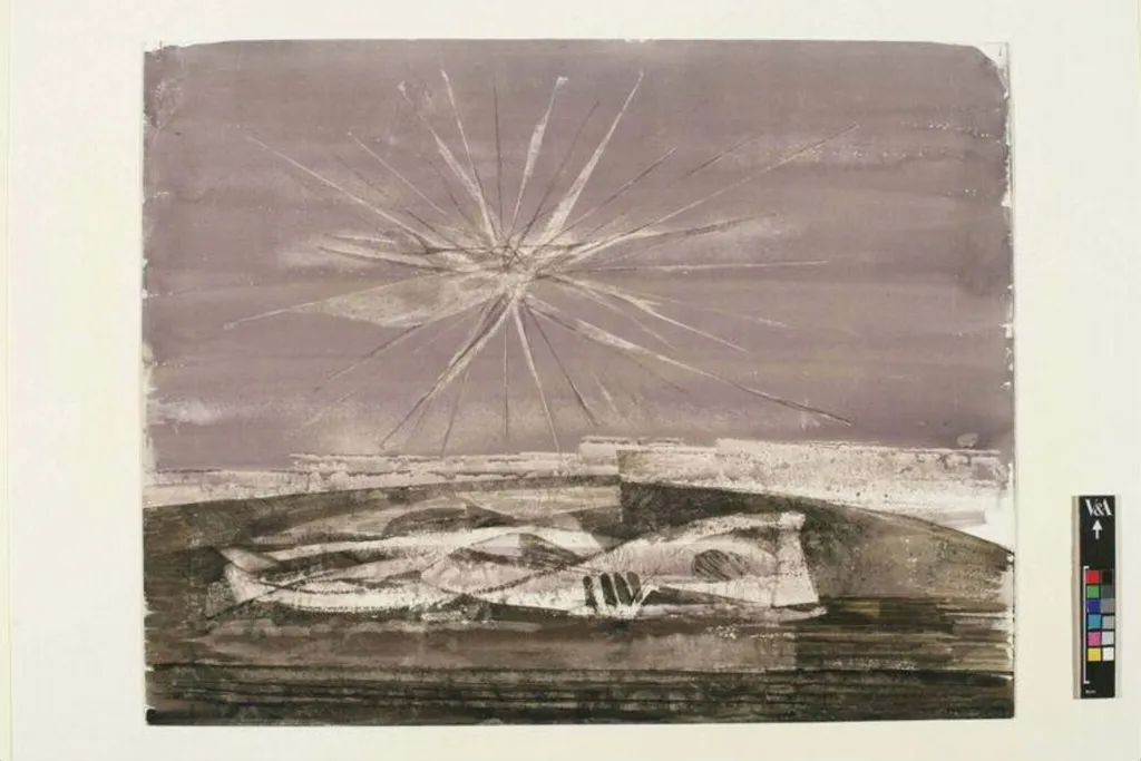Nocturnal landscape, by Prunella Clough, watercolor, 1946
