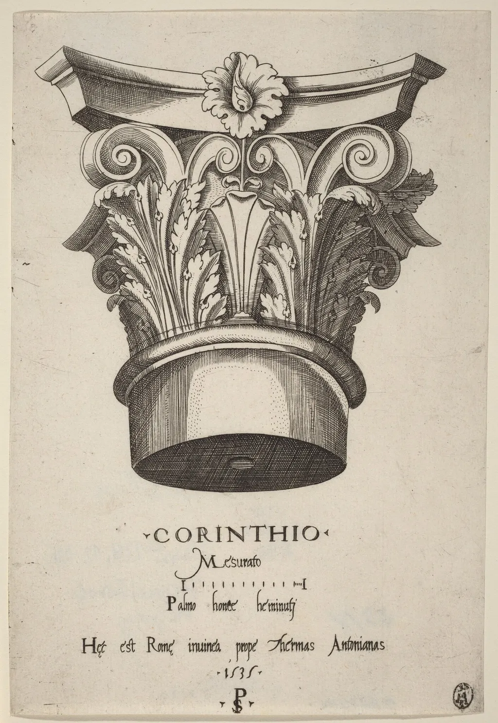 Capitals from the Baths of Antoninus, Rome, by Pseudo-Pier Francesco Fiorentino, ink, 1535