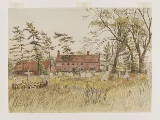Church Farm (from the Churchyard) Sudbourne, by Puller