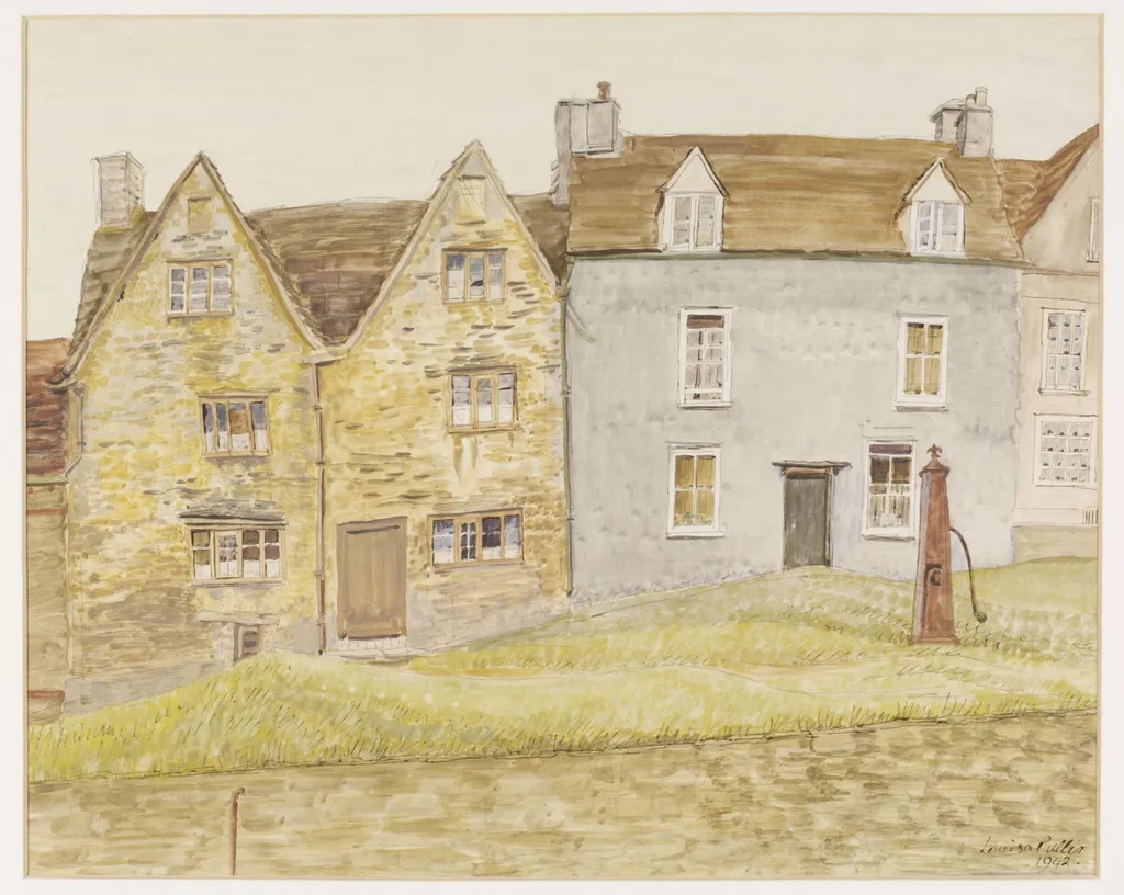 Houses on the Green, Tetbury, by Puller, watercolor