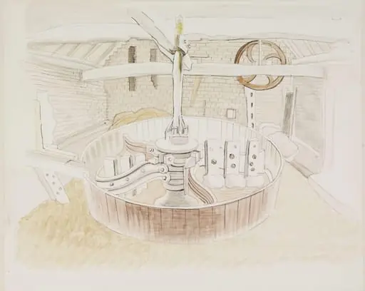 Inside a Mill;- grinding bone" near Modishall, by Puller