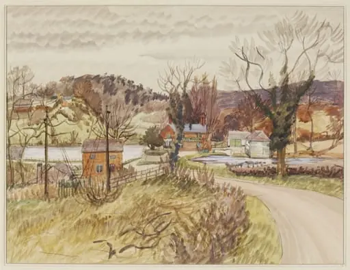 Looking towards The Boar Inn, near Modishall, by Puller