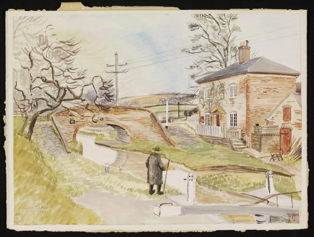 Meaford Lock, Stone, by Puller, watercolor
