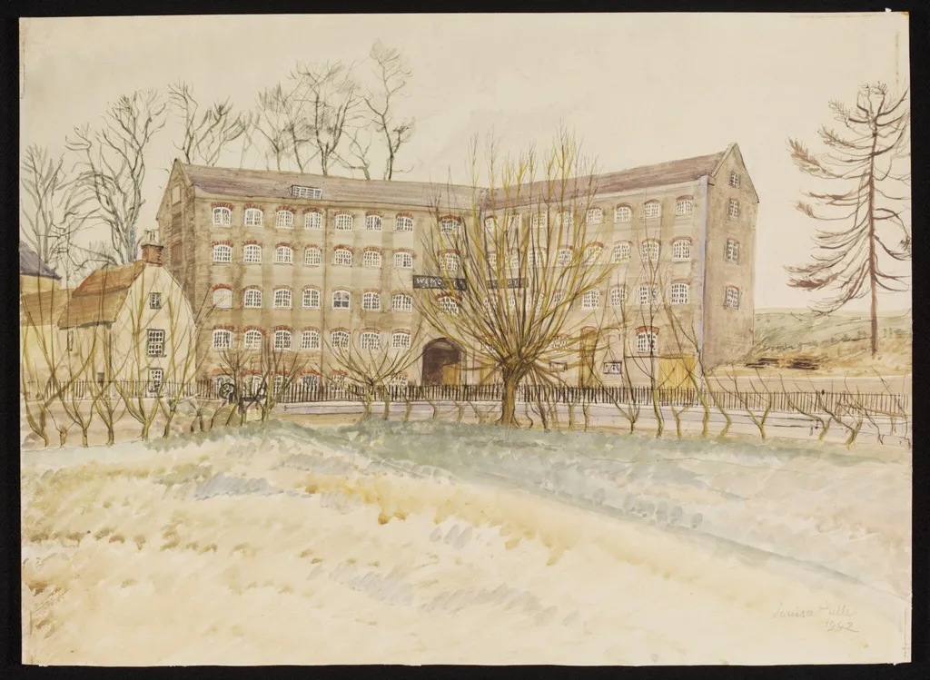 Silk Mills built in 1790, Malmesbury, by Puller, watercolor