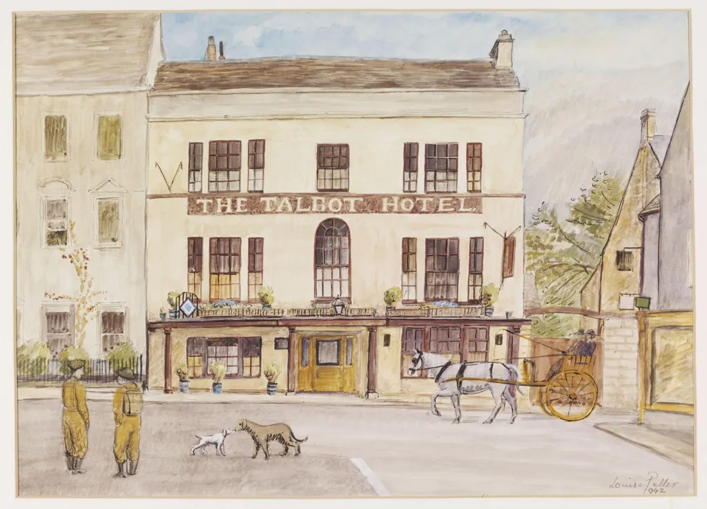 Talbot Hotel, Tetbury, by Puller, watercolor