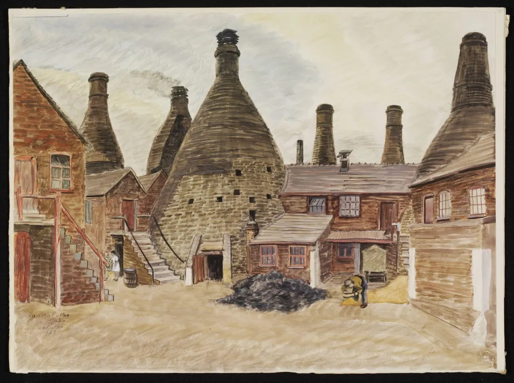 Wedgwood Works, Etruria, by Puller, watercolor