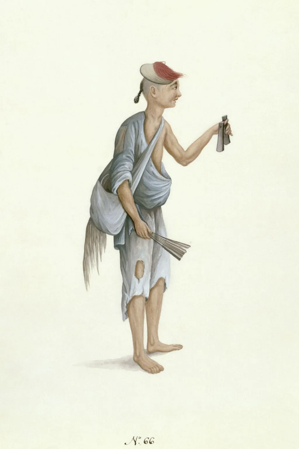 A Beggar, by Puqua, paint, 1790
