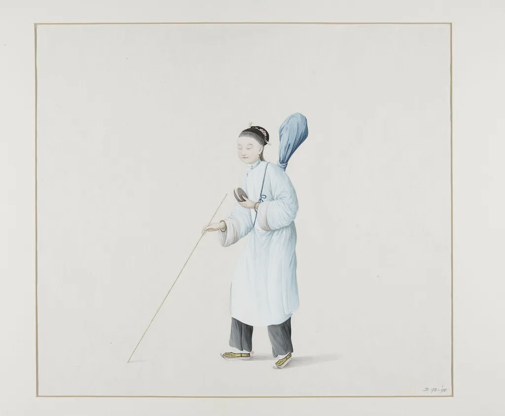 A Blind Female Singer, by Puqua, paint, 1790