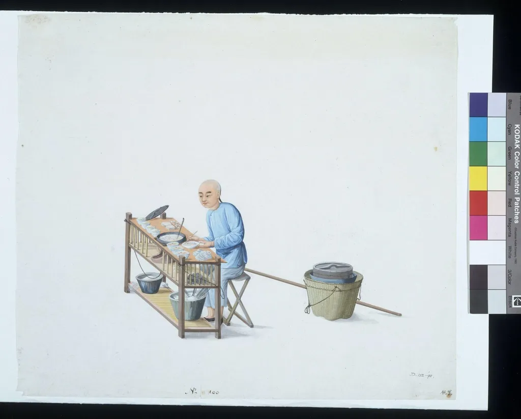 A Dumpling Seller, by Puqua, paint, 1790