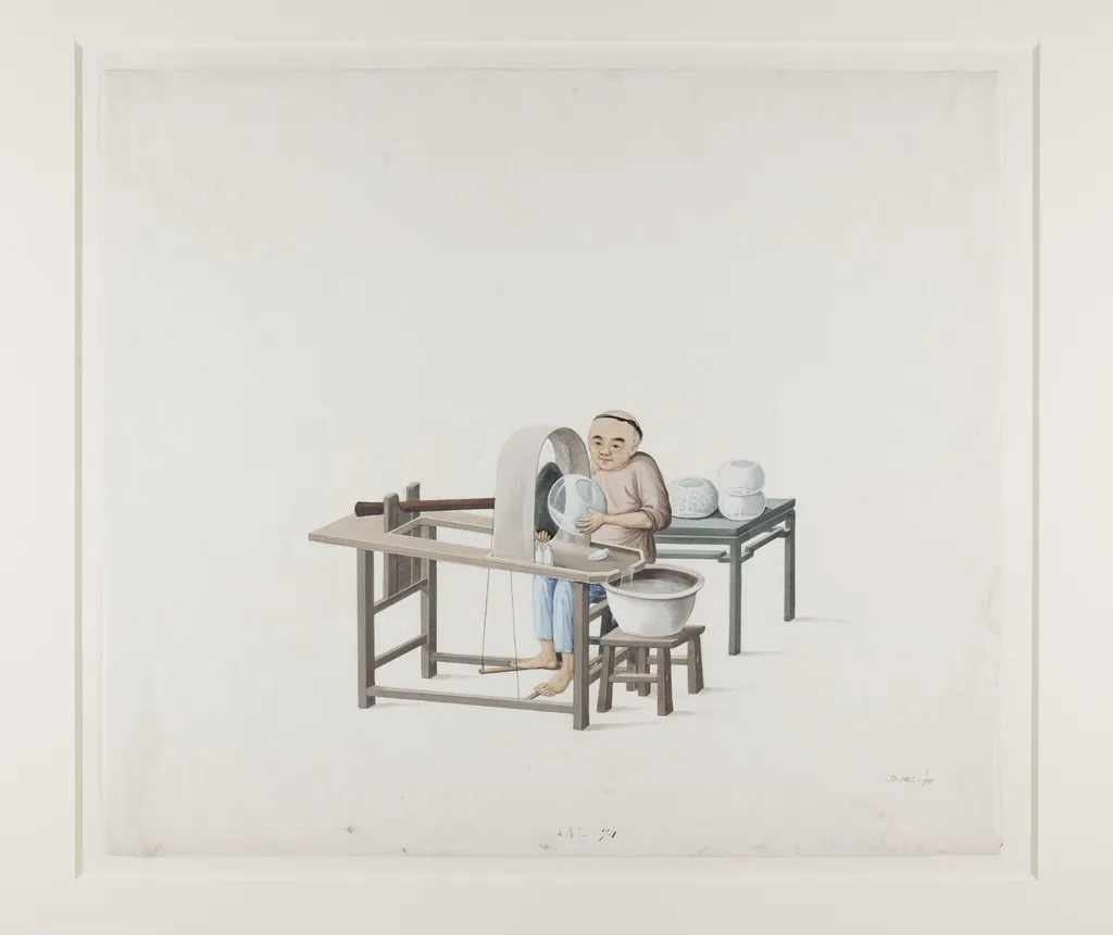 A Glass Grinder, by Puqua, paint, 1790