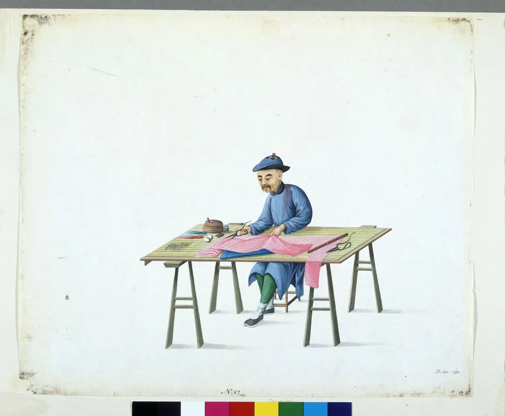 A Tailor, by Puqua, paint, 1790