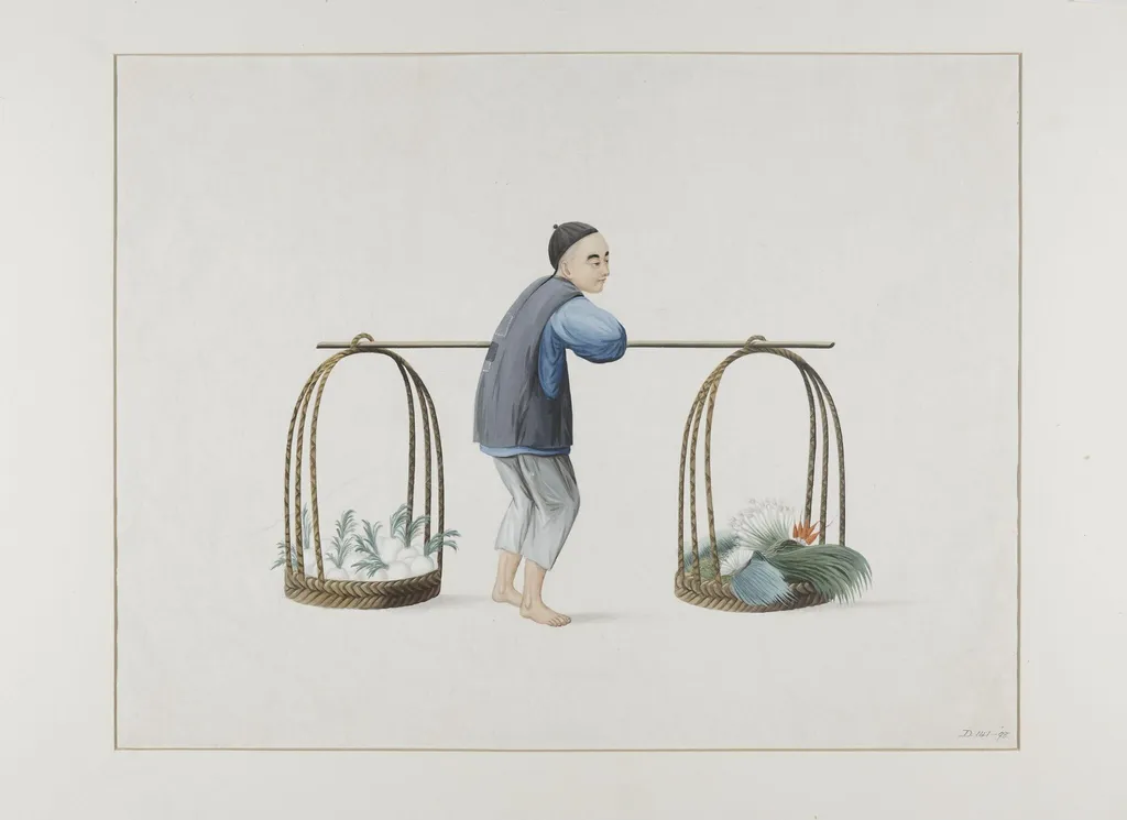A Vegetable Seller, by Puqua, paint, 1790