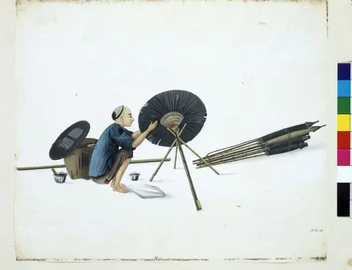 An Umbrella Mender, by Puqua
