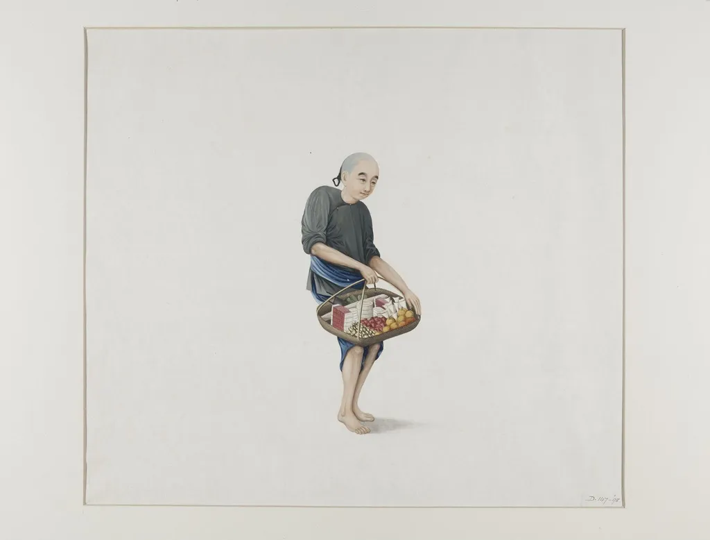 Boy Selling Cakes, by Puqua, paint, 1790
